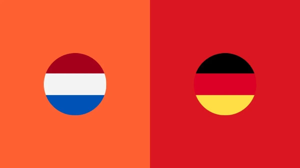 Banderas de los Países Bajos y Alemania en círculos Banderas de los Países Bajos y Alemania en círculos