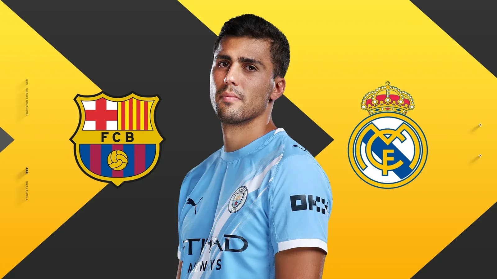 Jugador con camisetas de Barcelona y Real Madrid Jugador con camisetas de Barcelona y Real Madrid