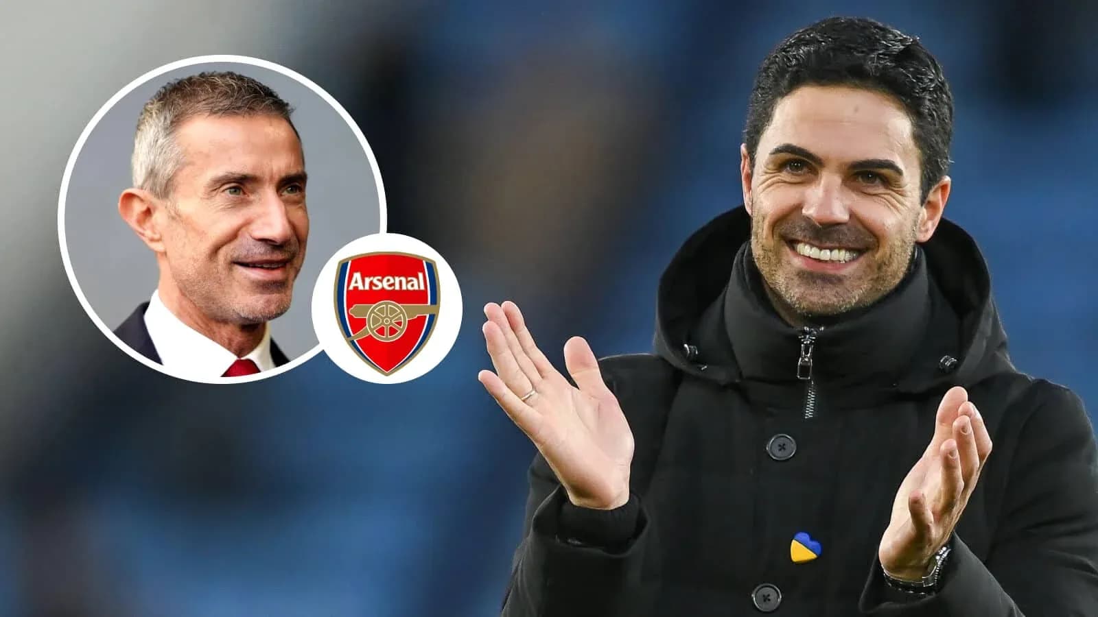 Entrenador aplaudiendo en partido de Arsenal Entrenador aplaudiendo en partido de Arsenal