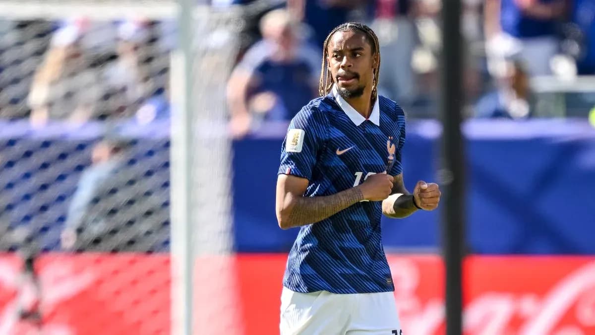 Jugador de Francia en el campo durante un partido Jugador de Francia en el campo durante un partido