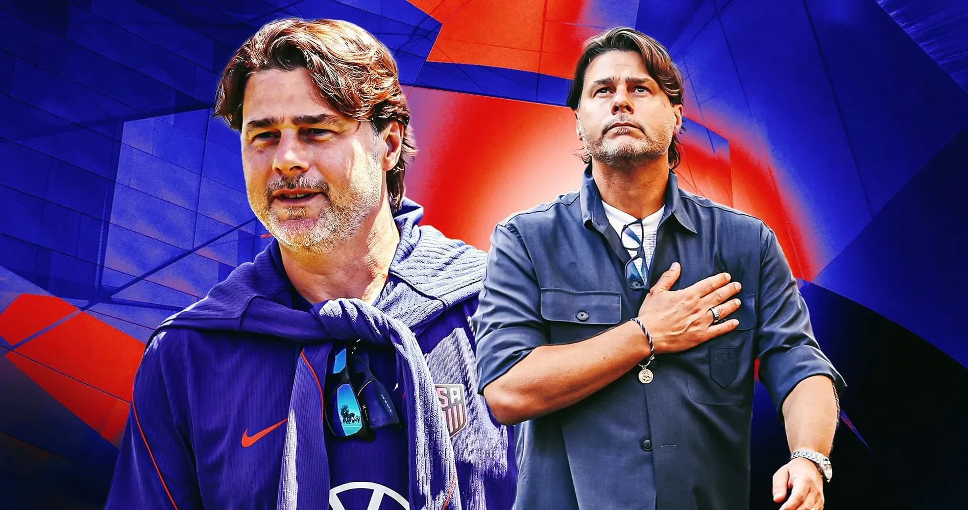 Entrenador con camiseta de Estados Unidos en fondo colorido Entrenador con camiseta de Estados Unidos en fondo colorido