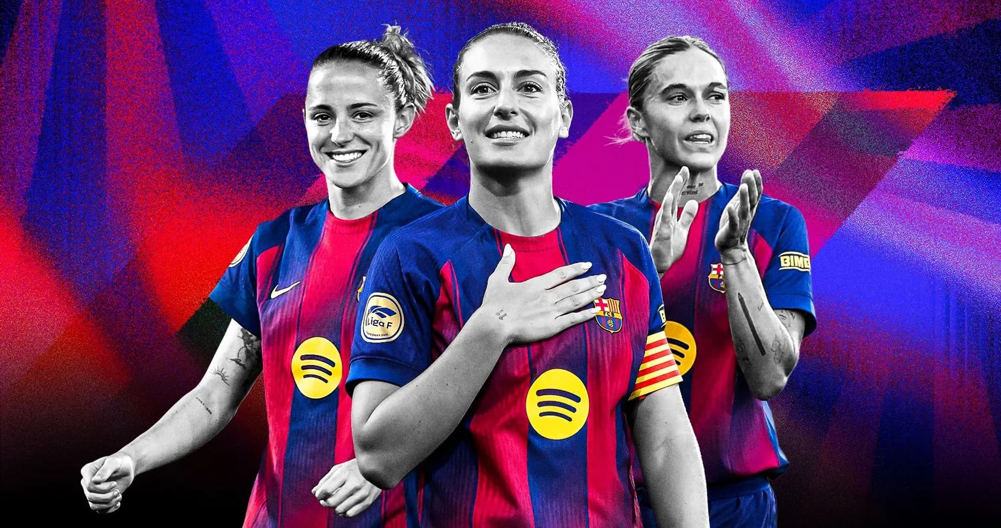 Jugadoras del FC Barcelona posando en uniforme Jugadoras del FC Barcelona posando en uniforme