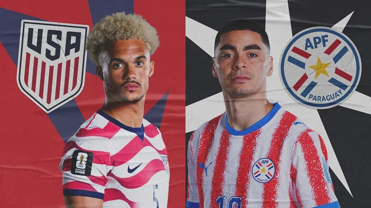 Jugadores de Estados Unidos y Paraguay en uniforme Jugadores de Estados Unidos y Paraguay en uniforme