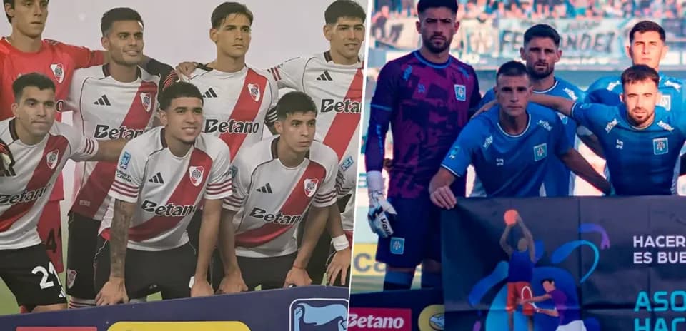Jugadores de River Plate y Estudiantes en la presentación Jugadores de River Plate y Estudiantes en la presentación