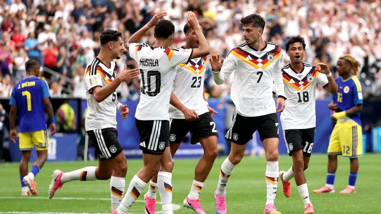 Jugadores de Alemania celebrando un gol Jugadores de Alemania celebrando un gol