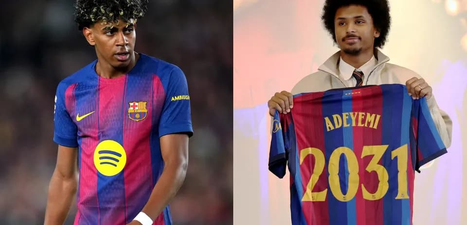 Jugador de Barcelona y presentación de Adeyemi con camiseta Jugador de Barcelona y presentación de Adeyemi con camiseta