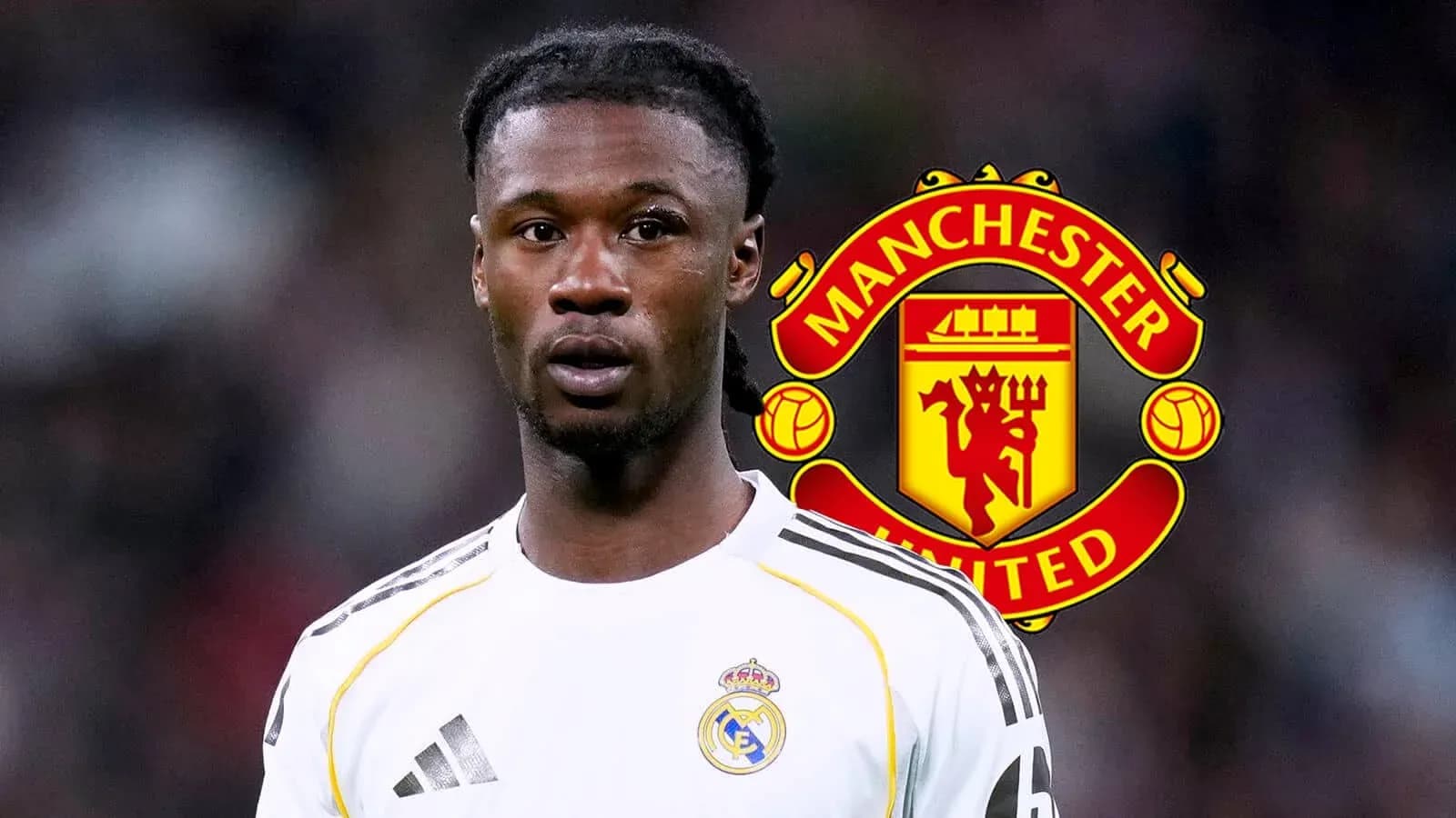 Jugador de Real Madrid con logo de Manchester United Jugador de Real Madrid con logo de Manchester United