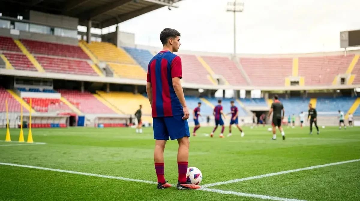 Jugador de fútbol en el campo durante entrenamiento Jugador de fútbol en el campo durante entrenamiento