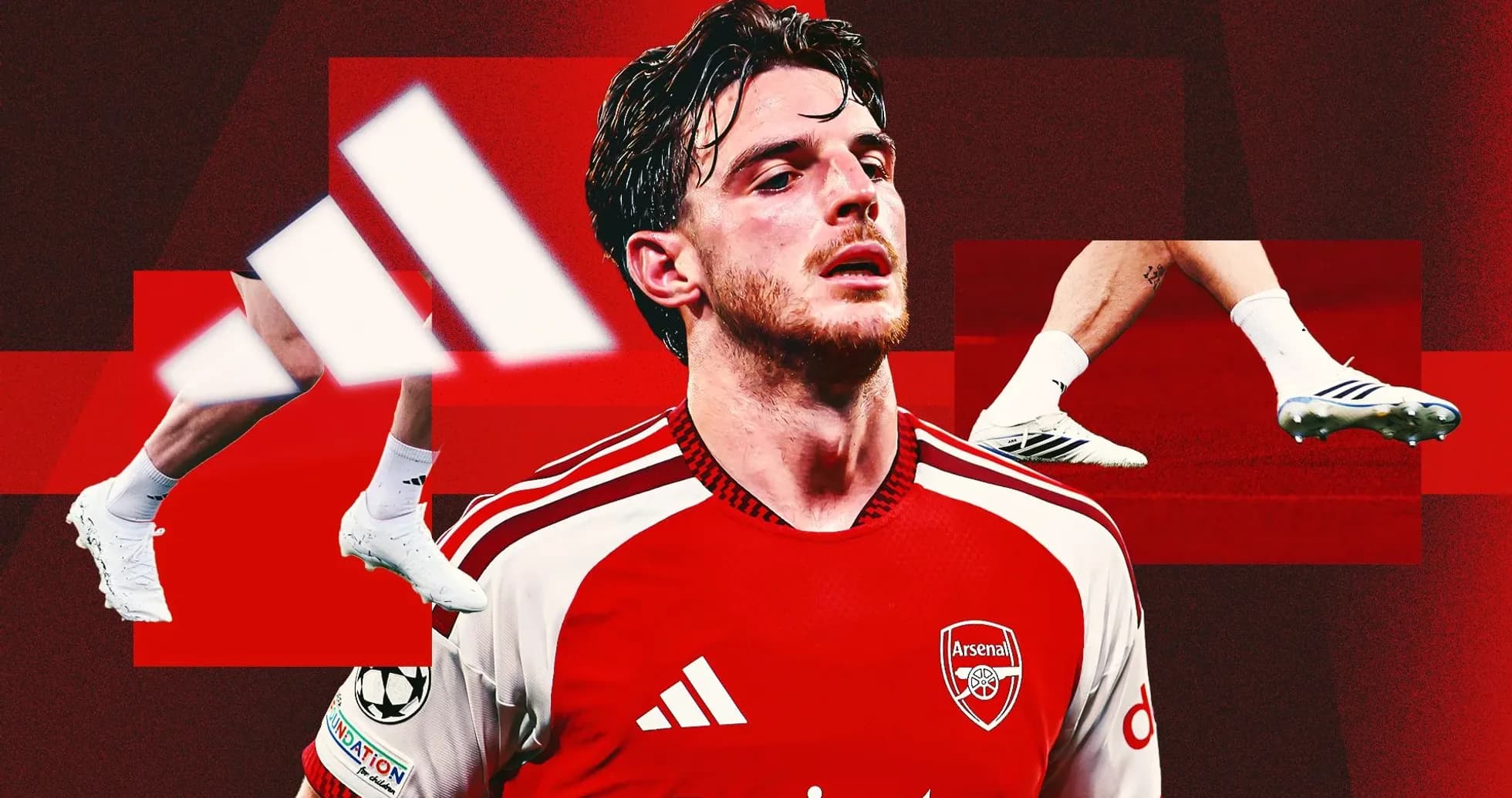 Jugador de Arsenal con camiseta roja y botas de fútbol Jugador de Arsenal con camiseta roja y botas de fútbol