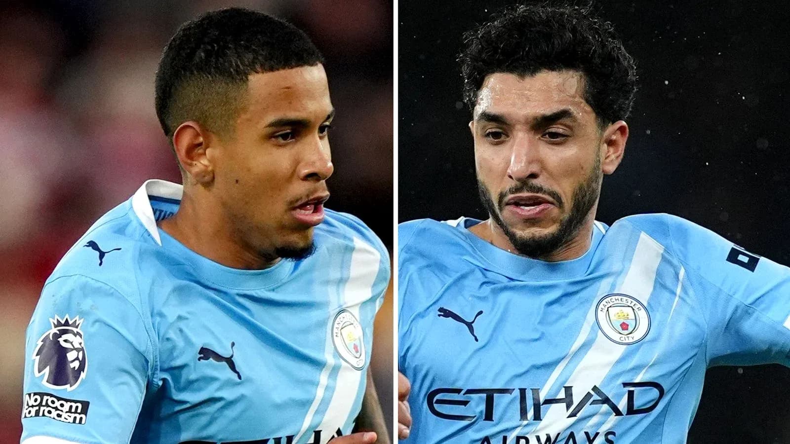 Dos jugadores de Manchester City en acción Dos jugadores de Manchester City en acción