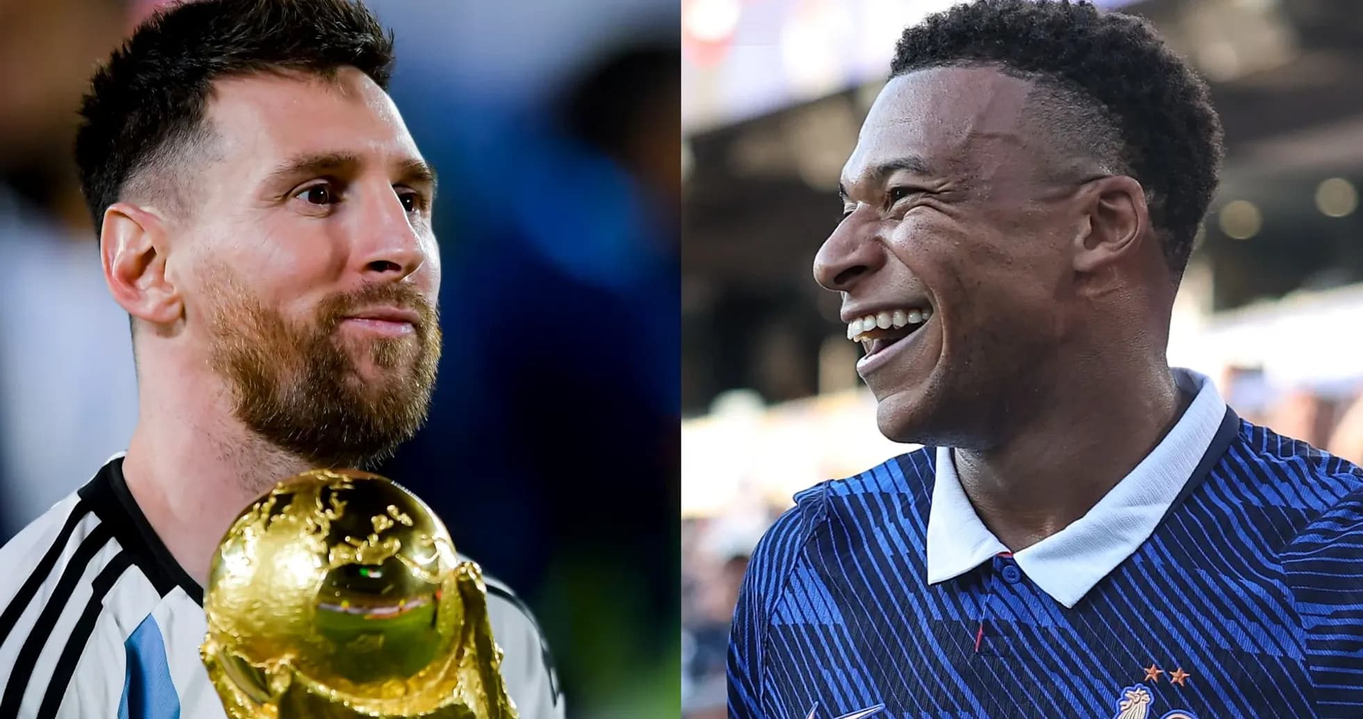 Lionel Messi y Kylian Mbappé posando juntos Lionel Messi y Kylian Mbappé posando juntos