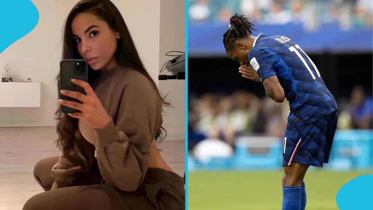 Mujer tomando selfie y jugador en partido de fútbol Mujer tomando selfie y jugador en partido de fútbol