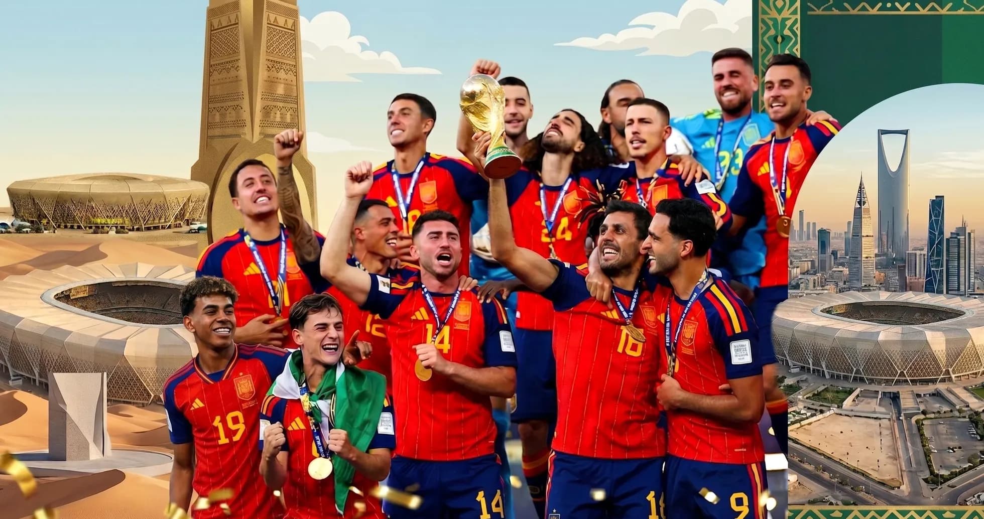 Equipo de España celebrando la victoria de la Copa Equipo de España celebrando la victoria de la Copa