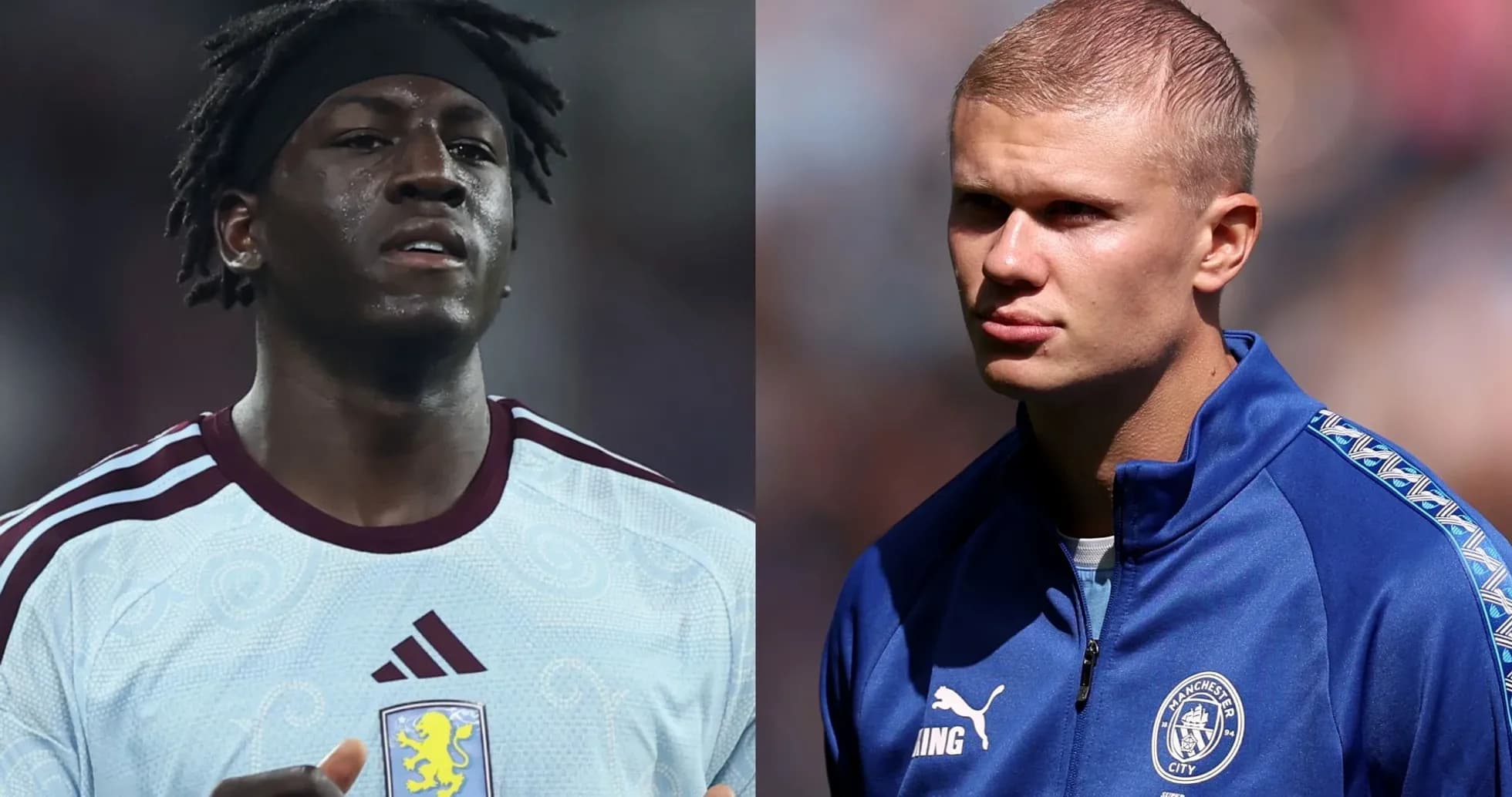 Jugadores de Aston Villa y Manchester City en uniforme Jugadores de Aston Villa y Manchester City en uniforme