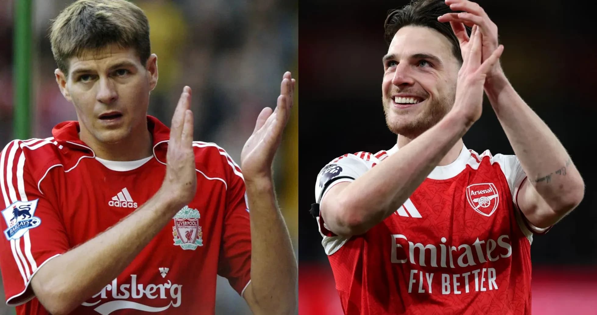 Jugadores aplaudiendo, uno de Liverpool y otro de Arsenal Jugadores aplaudiendo, uno de Liverpool y otro de Arsenal