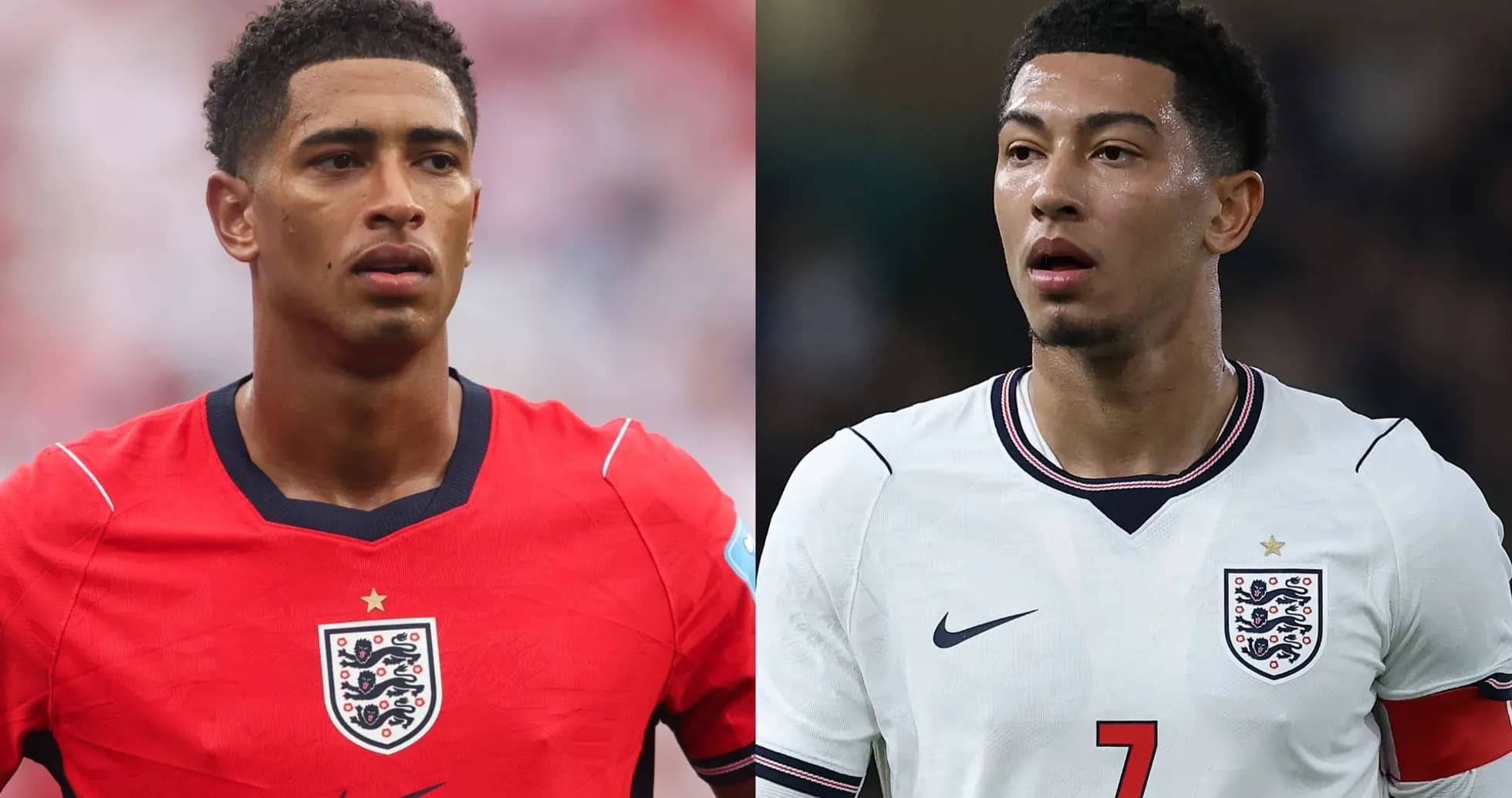 Dos jugadores de Inglaterra en camisetas de selecciones Dos jugadores de Inglaterra en camisetas de selecciones