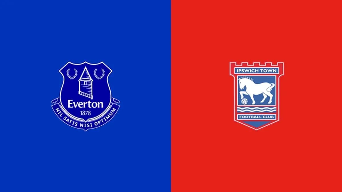 Logos de Everton e Ipswich Town en fondo de colores Logos de Everton e Ipswich Town en fondo de colores
