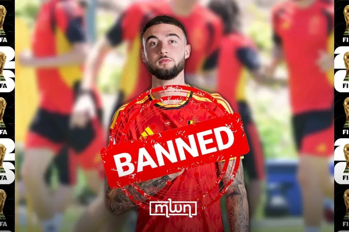 Jugador con camiseta de España marcado como prohibido Jugador con camiseta de España marcado como prohibido