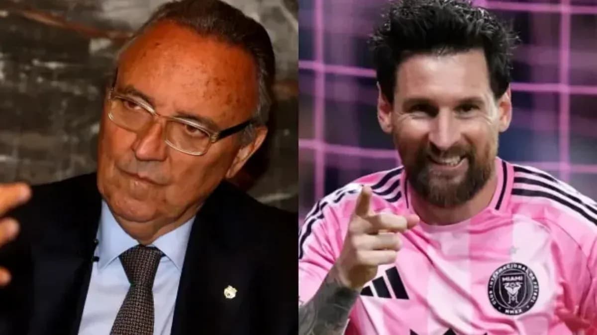Hombre con gafas y Messi en uniforme de Inter Miami Hombre con gafas y Messi en uniforme de Inter Miami