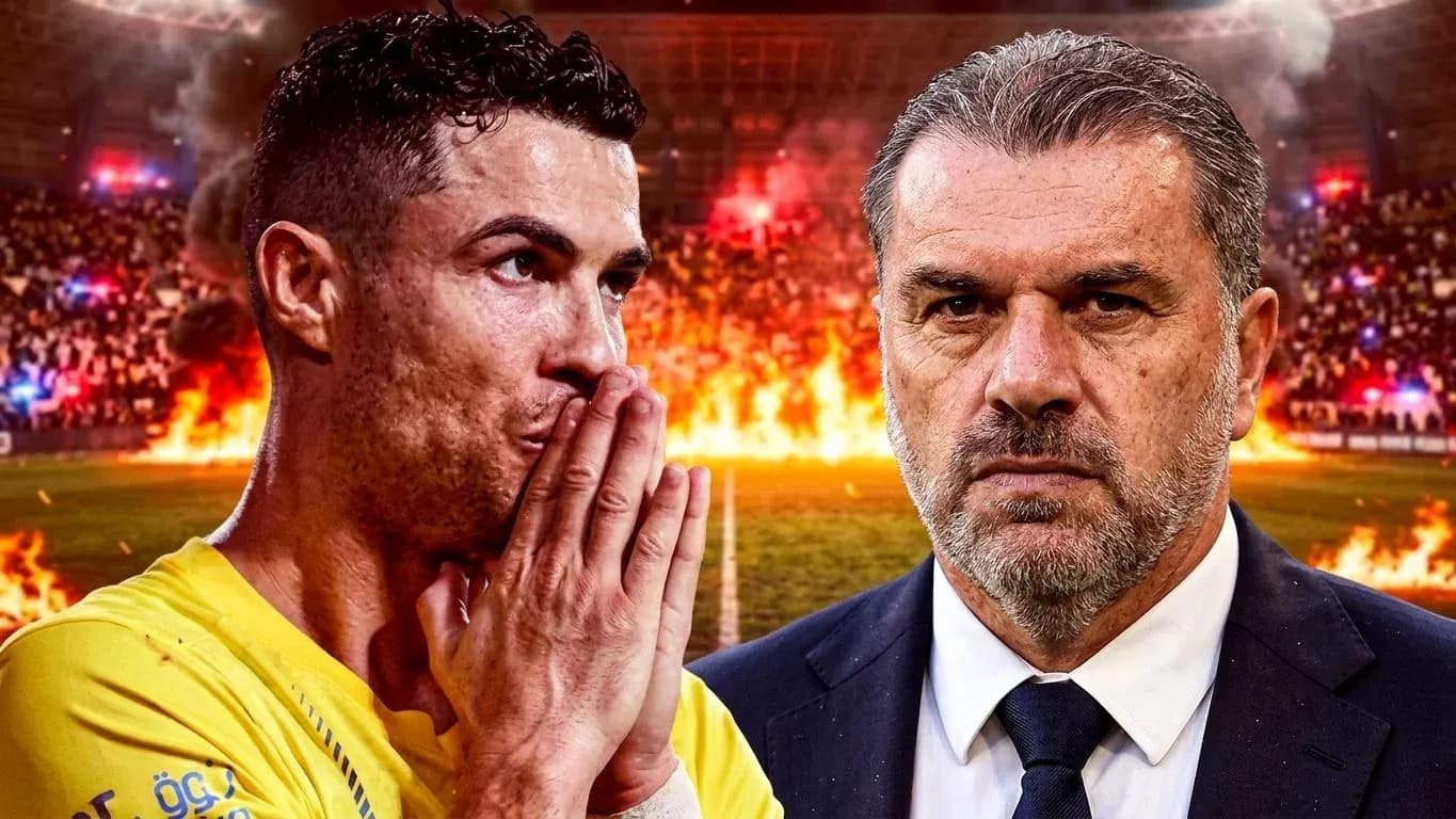 Cristiano Ronaldo y entrenador en fondo ardiente Cristiano Ronaldo y entrenador en fondo ardiente