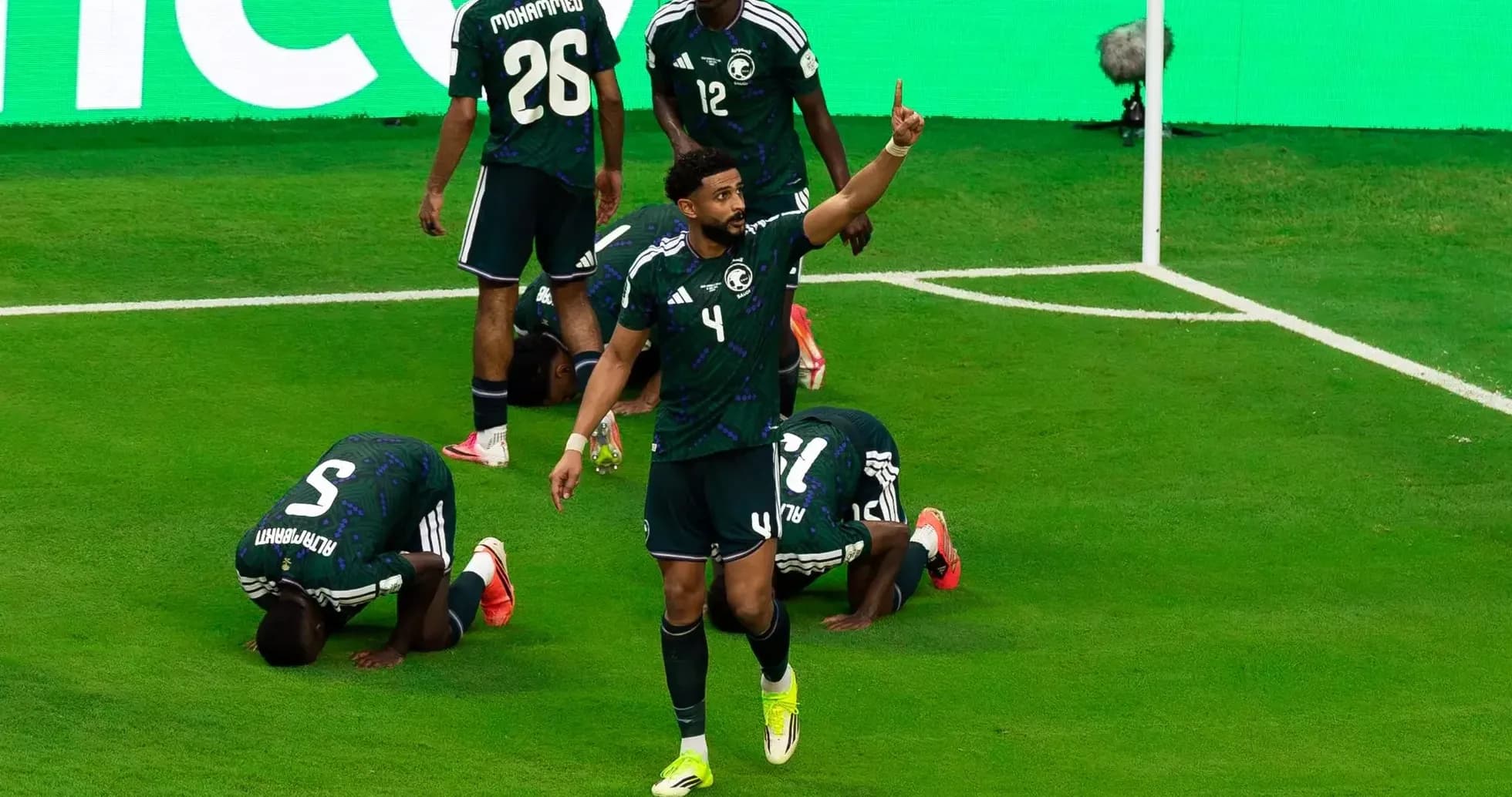Jugadores de Arabia Saudita celebrando un gol Jugadores de Arabia Saudita celebrando un gol
