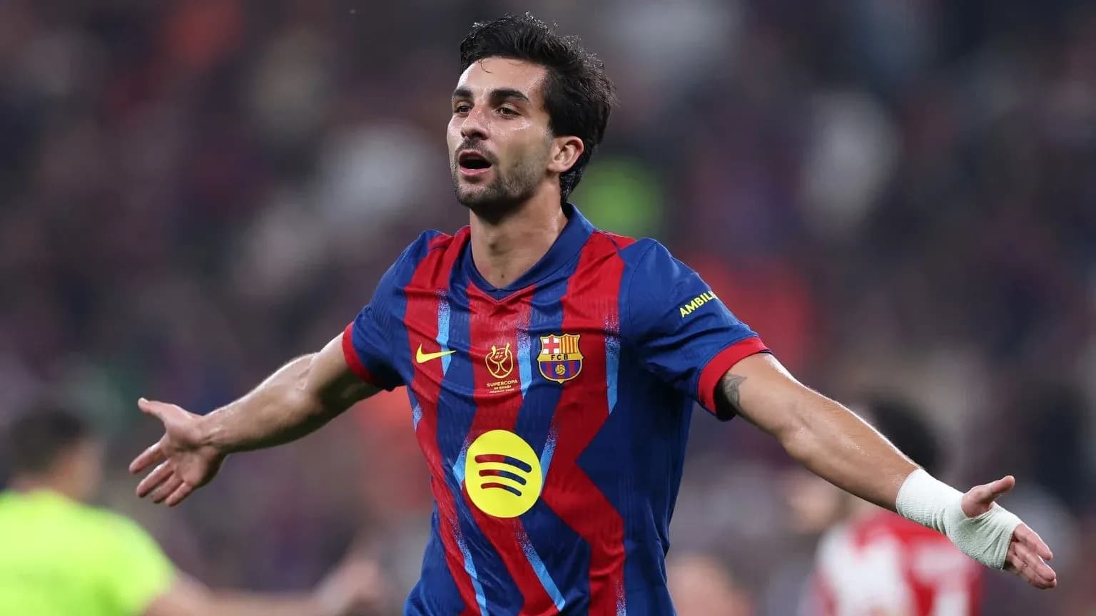 Jugador de Barcelona celebrando un gol en el partido Jugador de Barcelona celebrando un gol en el partido