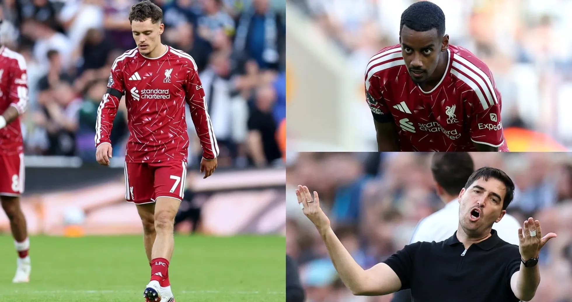 Jugadores de Liverpool y entrenador durante el partido Jugadores de Liverpool y entrenador durante el partido