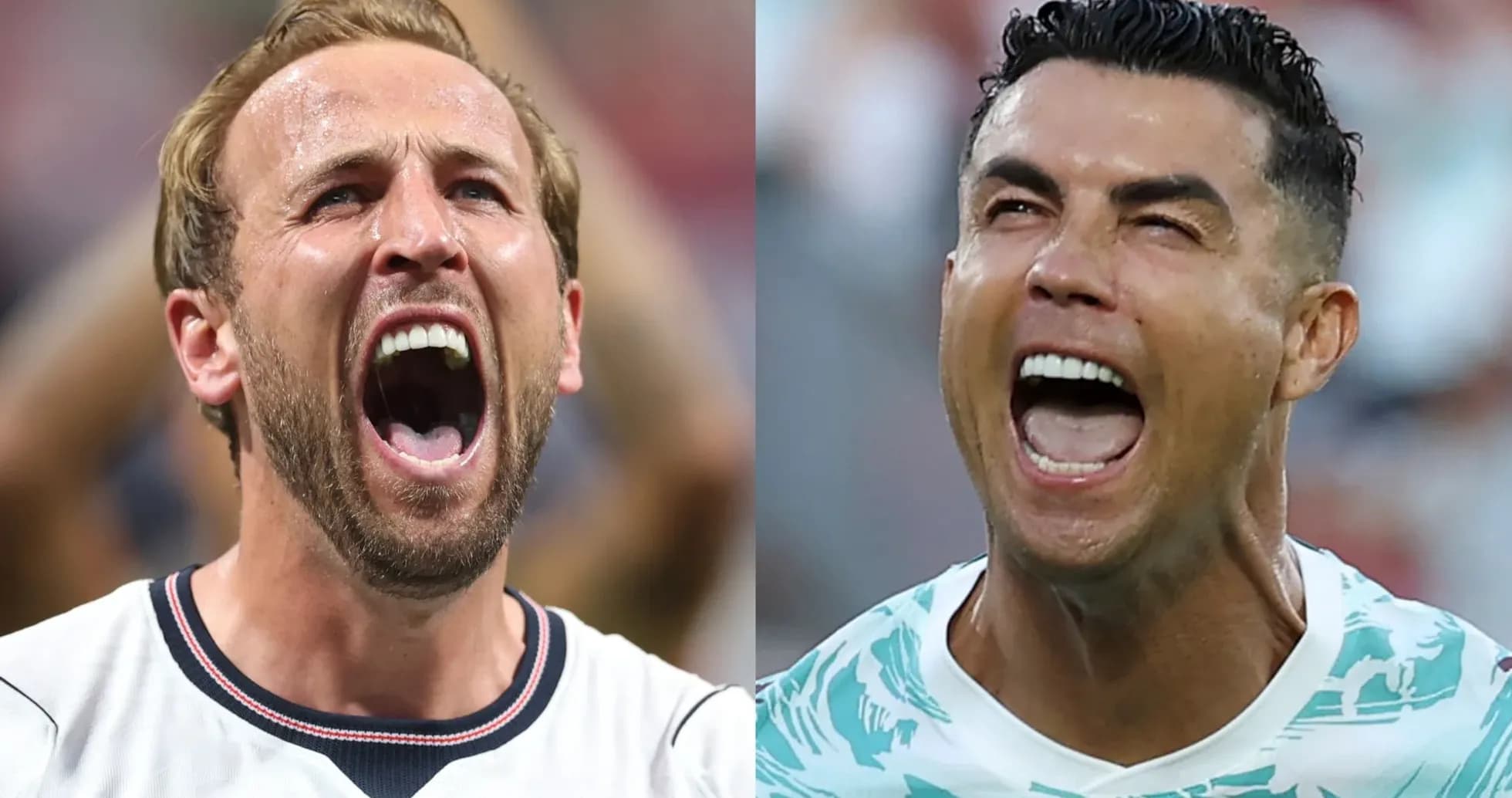 Harry Kane y Cristiano Ronaldo gritando durante el partido Harry Kane y Cristiano Ronaldo gritando durante el partido