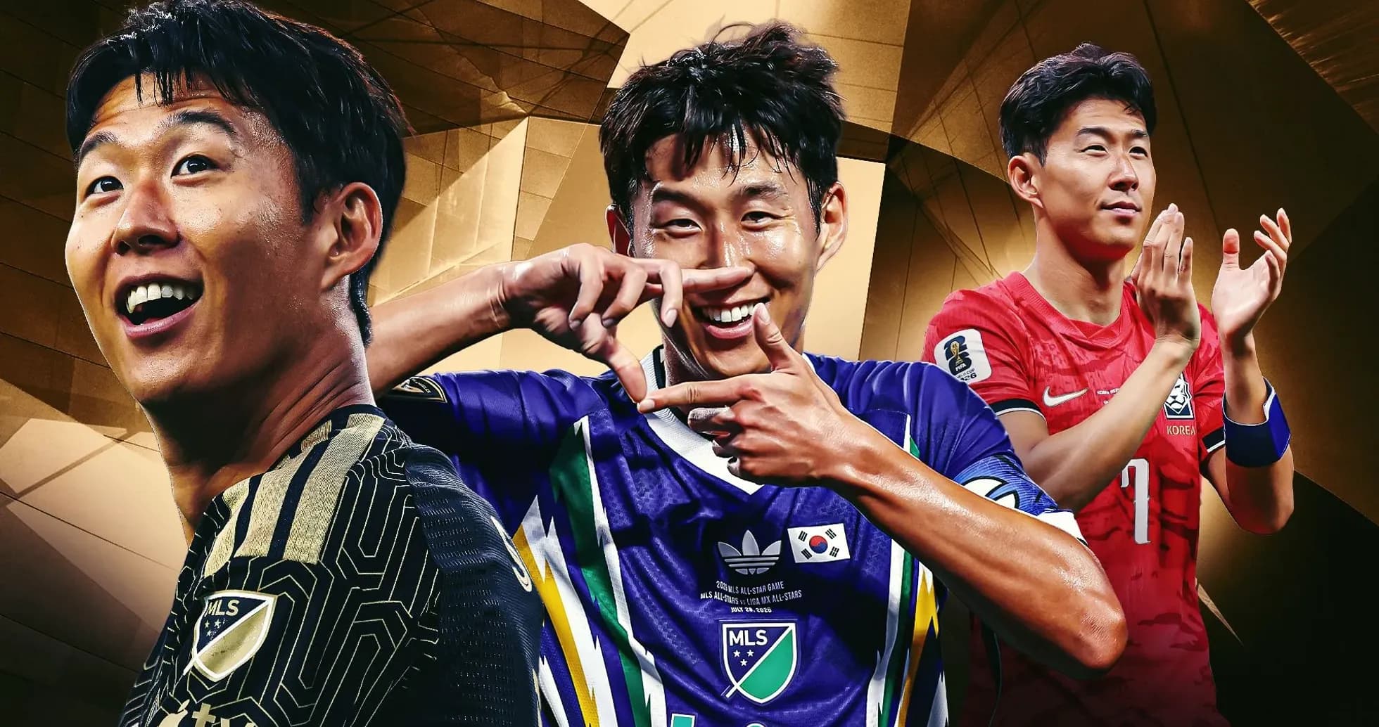 Tres jugadores de fútbol de Corea del Sur posando Tres jugadores de fútbol de Corea del Sur posando
