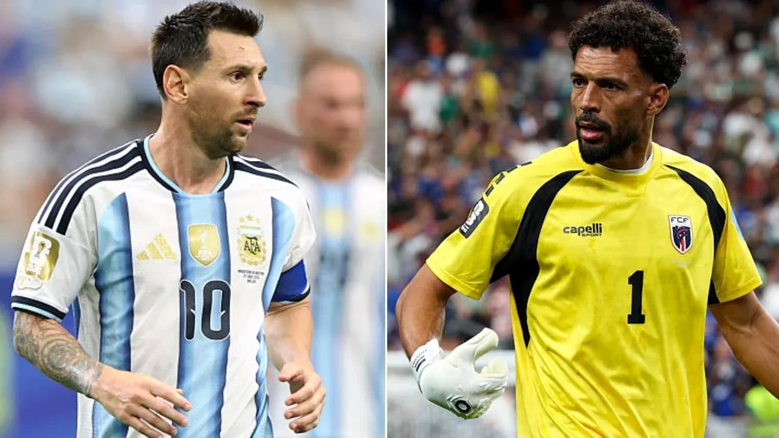 Lionel Messi y portero de Cabo Verde Lionel Messi y portero de Cabo Verde
