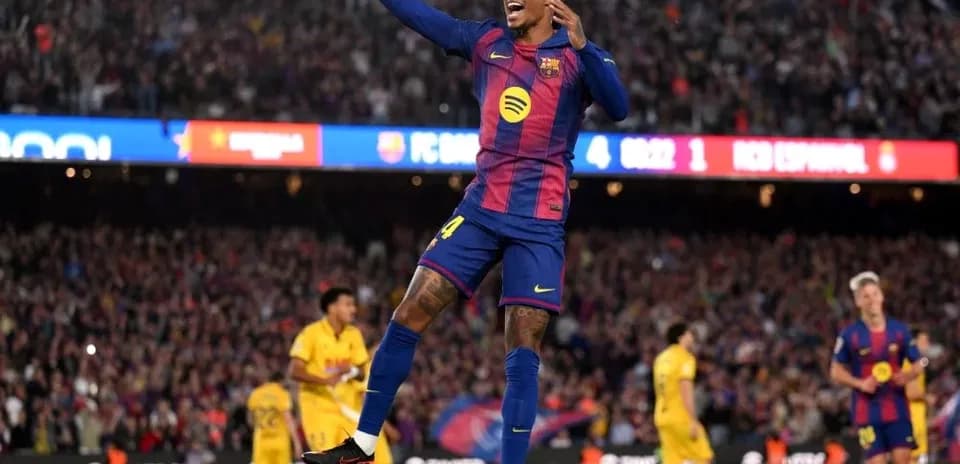 Jugador de Barcelona celebrando un gol en el estadio Jugador de Barcelona celebrando un gol en el estadio