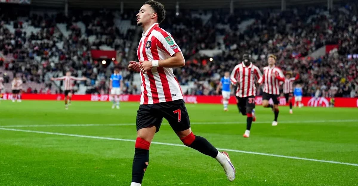 Jugador de Sunderland celebrando un gol en el partido Jugador de Sunderland celebrando un gol en el partido