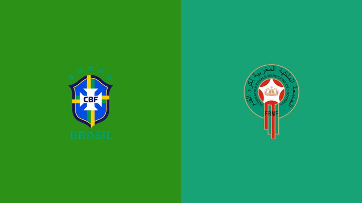 Logos de Brasil y Marruecos en fondo verde Logos de Brasil y Marruecos en fondo verde