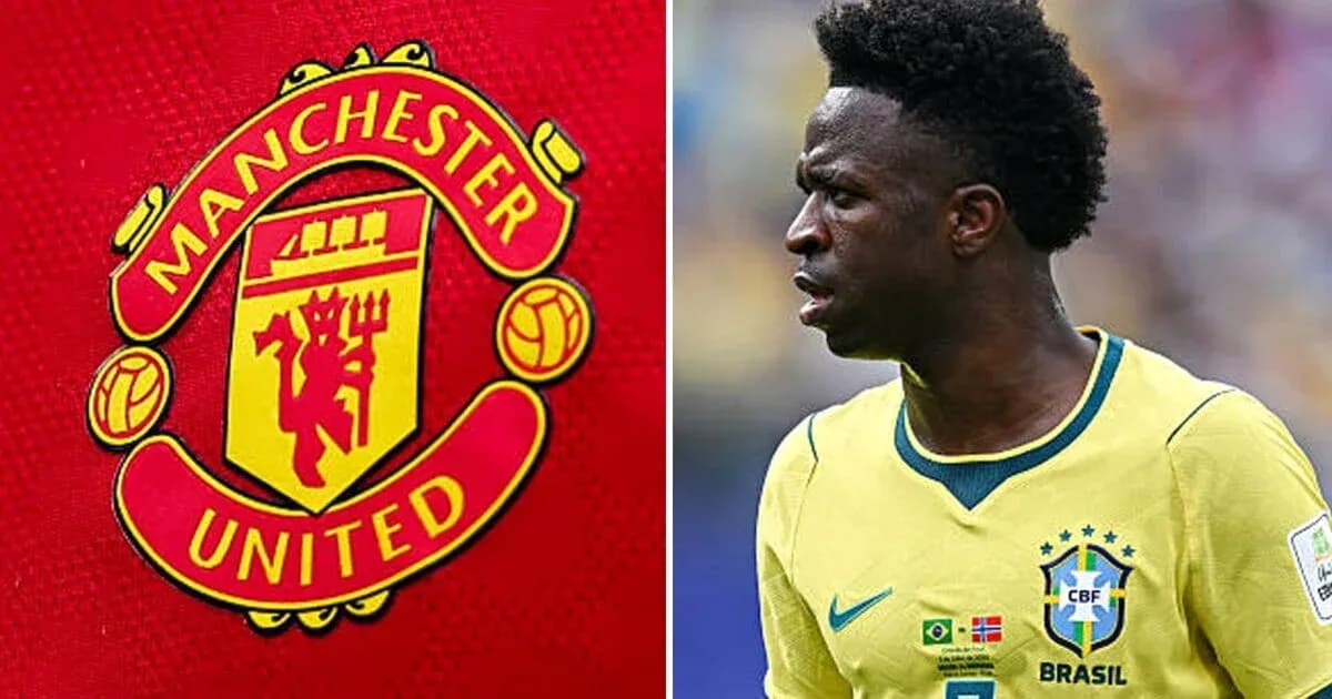 Logotipo de Manchester United junto a jugador brasileño Logotipo de Manchester United junto a jugador brasileño