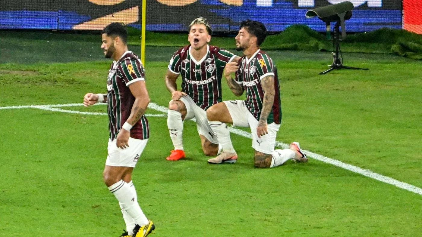 Jugadores de Fluminense celebrando un gol Jugadores de Fluminense celebrando un gol