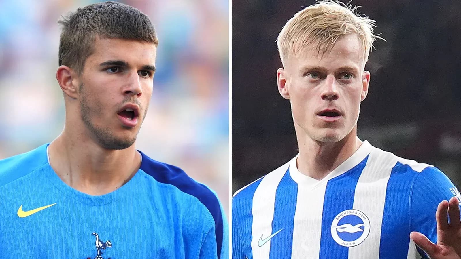 Dos jugadores de fútbol en camisetas de clubes diferentes Dos jugadores de fútbol en camisetas de clubes diferentes