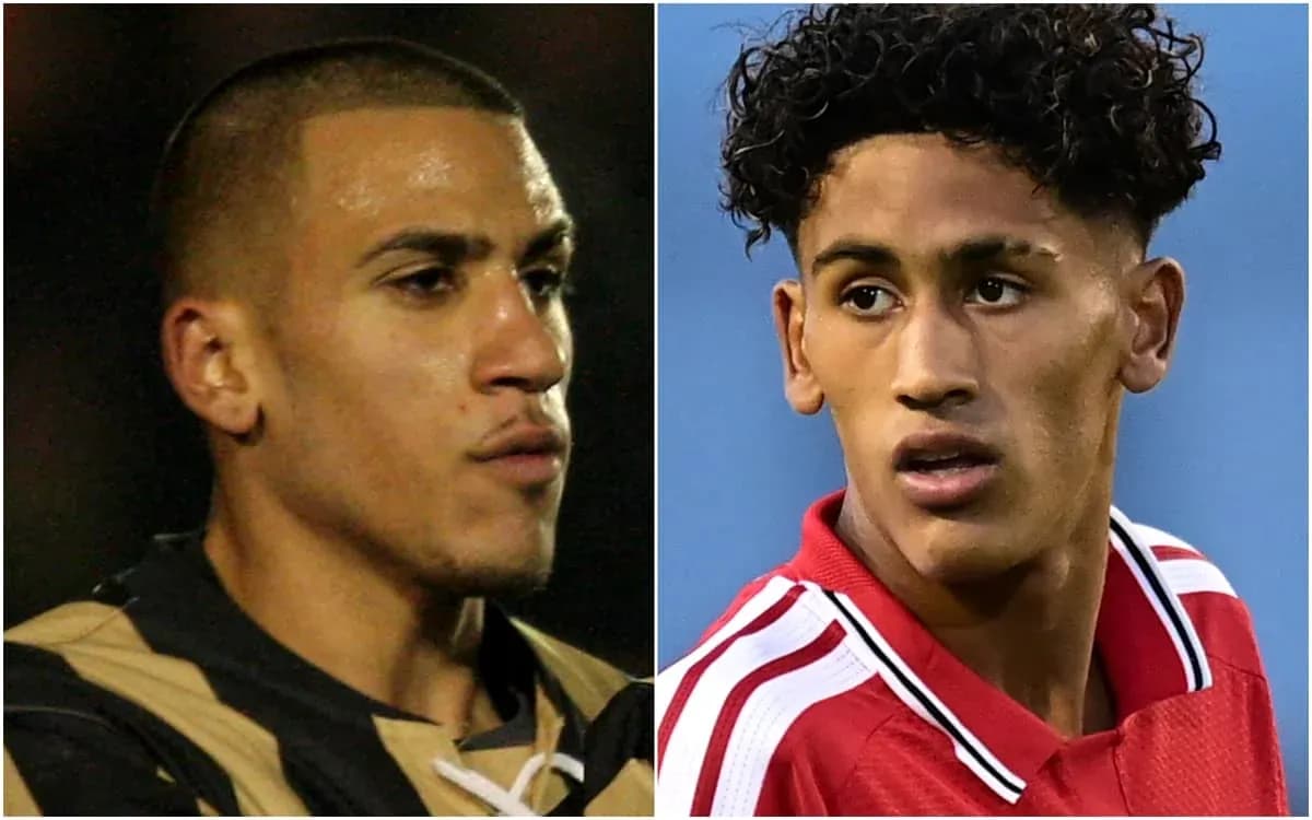 Dos jugadores de fútbol en retratos individuales Dos jugadores de fútbol en retratos individuales