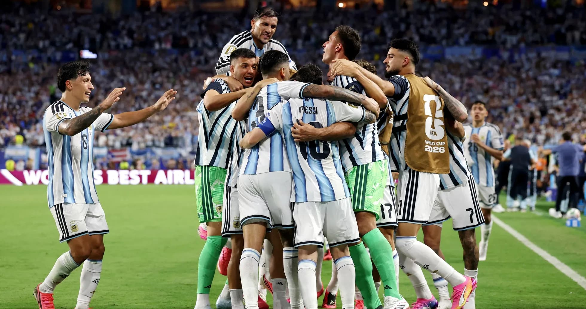 Celebración del equipo argentino tras un gol Celebración del equipo argentino tras un gol